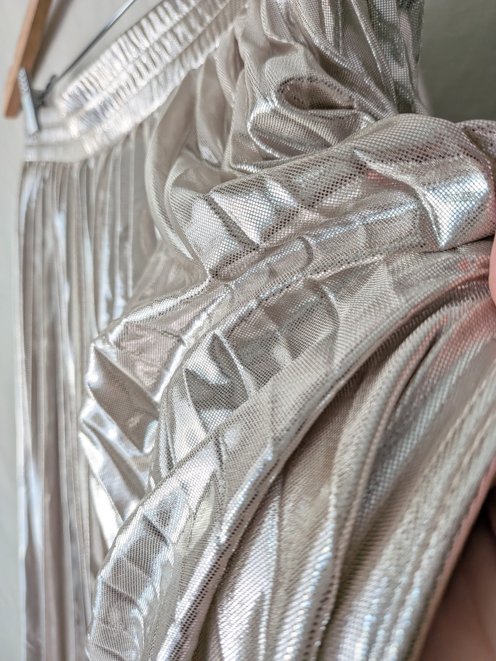 Marella Sport Metallic Silver Pleated Midi Skirt - Picture 8 of 9
